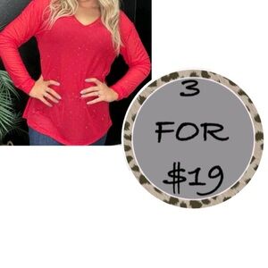3/$19 NWT Rebel Raven red mesh rhinestone top